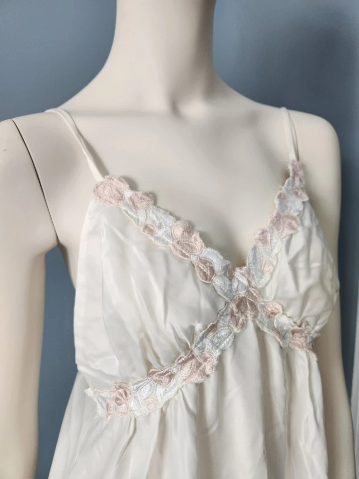 VTG Miss Dior Silky Long Elegant Ivory Lingerie Nightgown Dress SZ Small Medium - Image 3 of 4