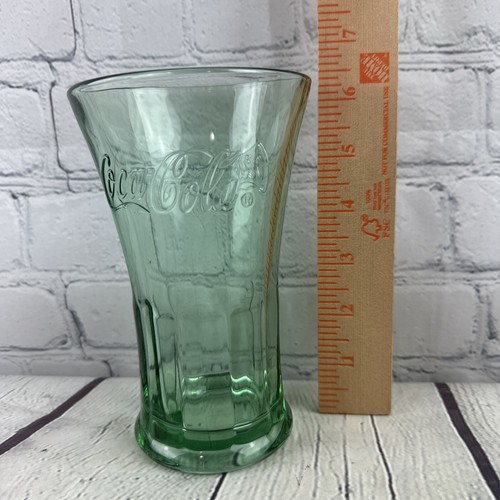 Juego de 4 vasos acampanados vintage Coca-Cola 6 1/2" Green Libbey 16 oz pesados - Imagen 5 de 9