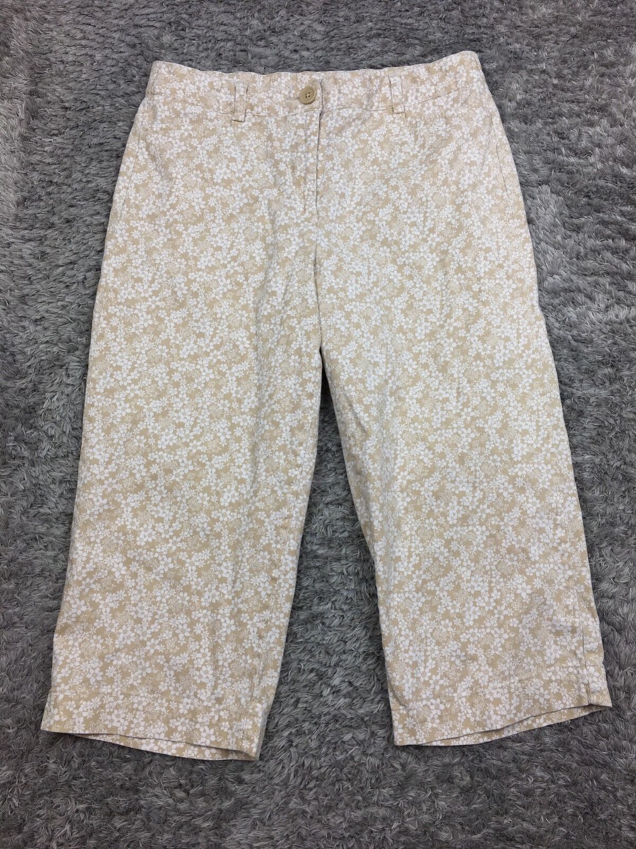 White Stag Capri Pants Womens Size 6 Beige White Pattern