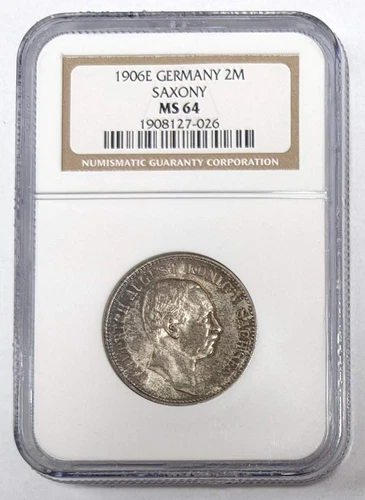 1906 E Germany 2 Mark Saxony NGC MS 64