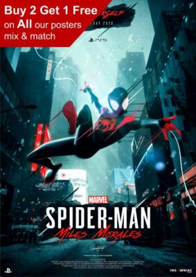 Miles Morales Spiderman Playstation Spiel Poster A5 A4 A3 A2 A1