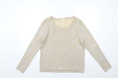 Beigefarbener Damenpullover aus Acrylmischung Größe 8