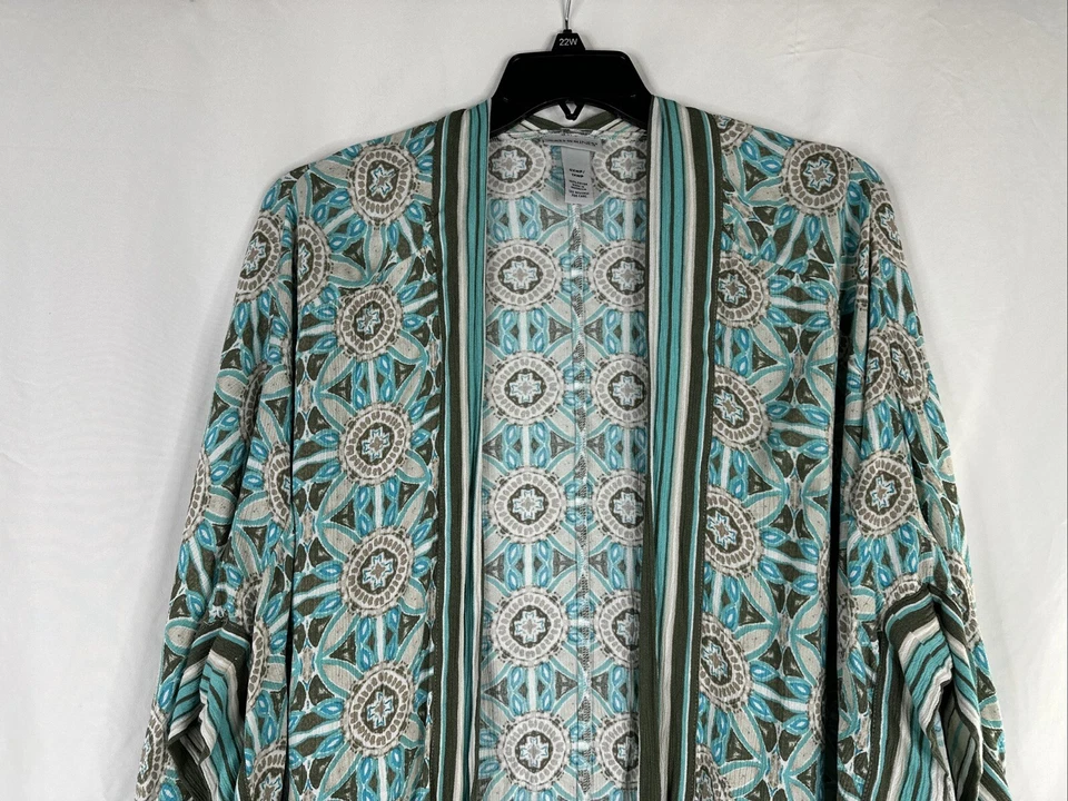 Cárdigan Catherines frente abierto para mujer talla grande 0XWP 1XWP kimono geométrico Foto 2 de 4