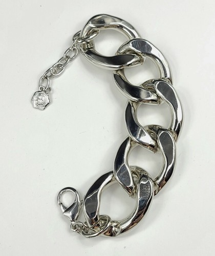 Graziano Chunky Thick Couture Chain Link Bracelet Silvertone - Picture 4 of 5