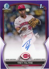 2023 Bowman Chrome Trey Faltine Chrome Prospect Autographs Purple #/250