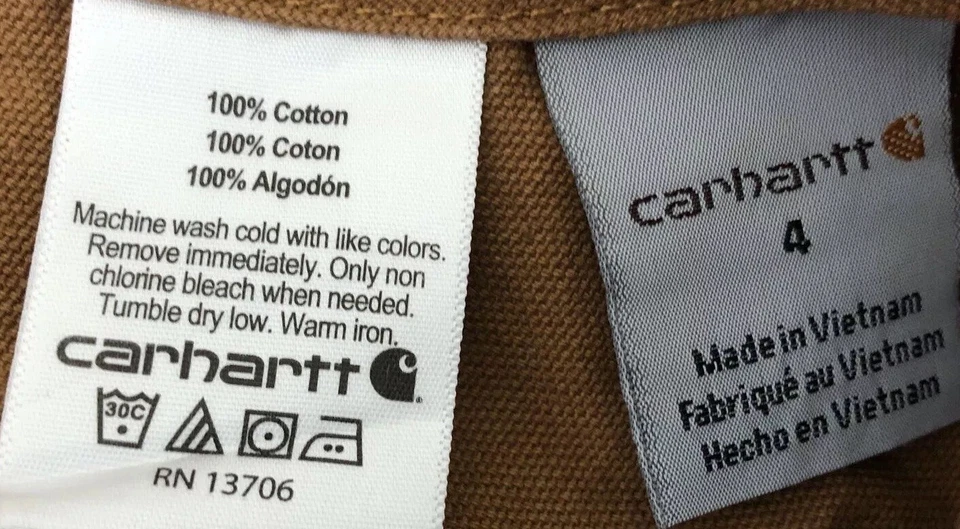 Carhartt Duck Bib Overalls Boys - Size 4- Canvas Double Knee. Unique Buckle - Image 4 of 4