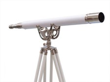 Floor Standing Chrome With White Leather Anchormaster Telescope 65"