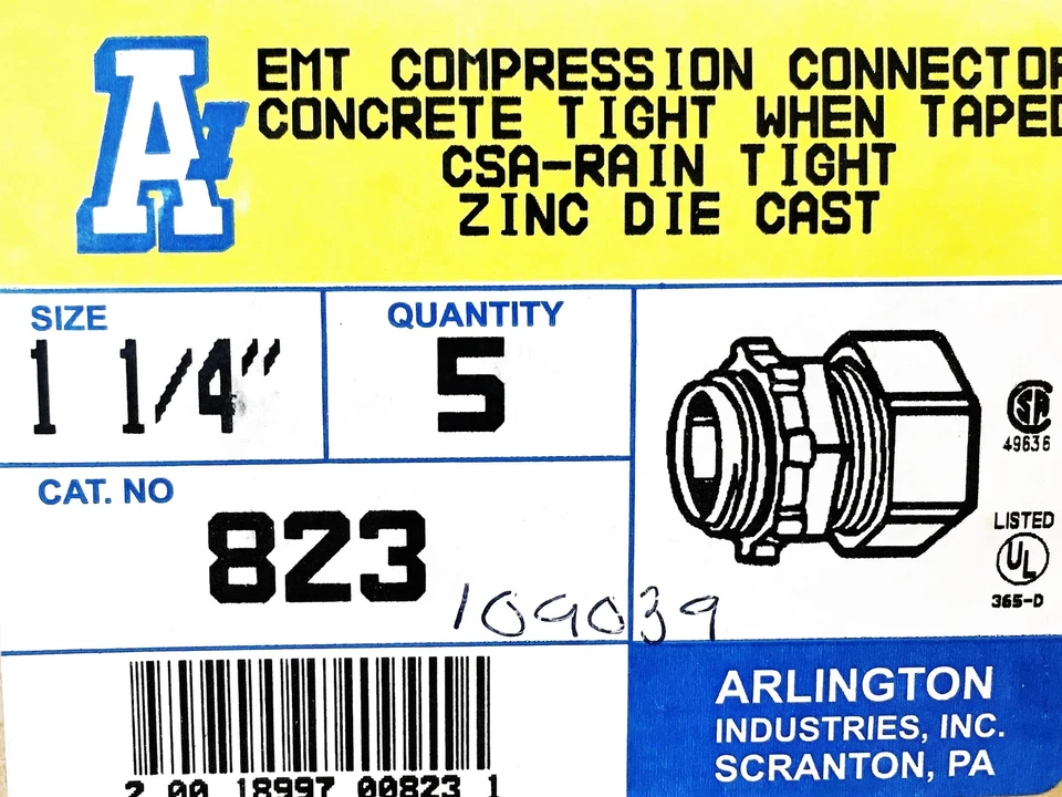 Arlington 1-1/4 Inch EMT Compression Connector 823 [Lot of 2] NOS - Image 4 of 4