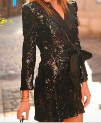 zara gold sequin blazer dress Gold Sequins Blazer Dress – ICONIC7 main image 1