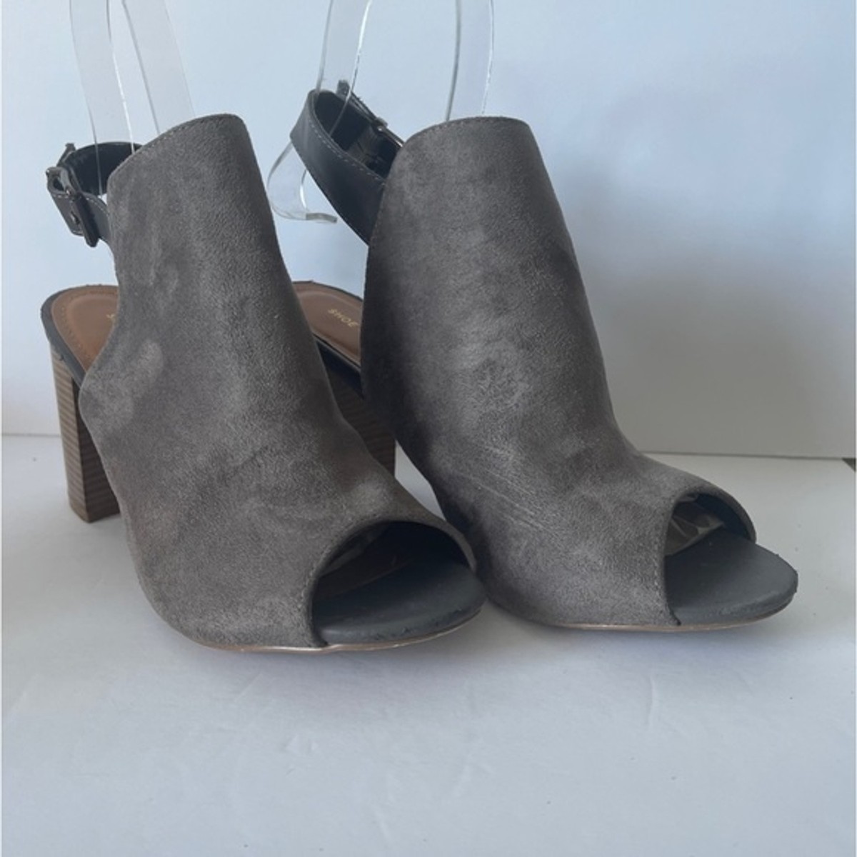 Shoe Republic LA Square Toe Open Back Chunky Stacked Heels Dress