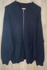 L.L. Bean Knit Sweater Full Zip Cardigan Grandpa Cotton Mens Blue Sz Extra Large