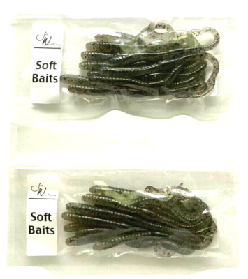 2 PACKS Jed Welsh 5 1/2'' Curly Tail Worm Smoke Pepper Flake 10 Count Package