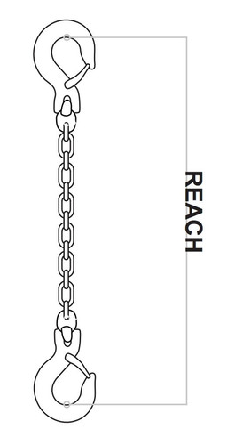 1/2" x 10' Single Leg Chain Sling Grade 80 Safety Latch Hook SSS Lifting Tagged - Picture 2 of 2