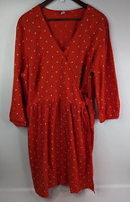 Old Navy Women's Red Orange White Floral Elastic Waist Wrap Dress Size 2X Plus