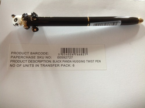 Paperchase Black Panda Hugging Twist Pen BN RRP £8 - Picture 2 of 3