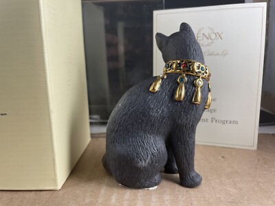 Lenox Cat Jewel Collection Black Jack Figurine Rhinestones & 24k