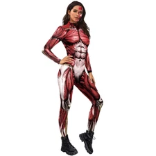Fitness Lifelike Muscle Women Jumpsuit Cosplay Costume Bodysuit Halloween Stage