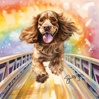 Watercolor Cocker Spaniel Pet Memorial Painting Art Print INCLUDS 11X14 MATTING