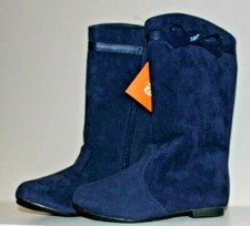 GYMBOREE Girls Blue Suede Boots with Zipper and Bow on the side