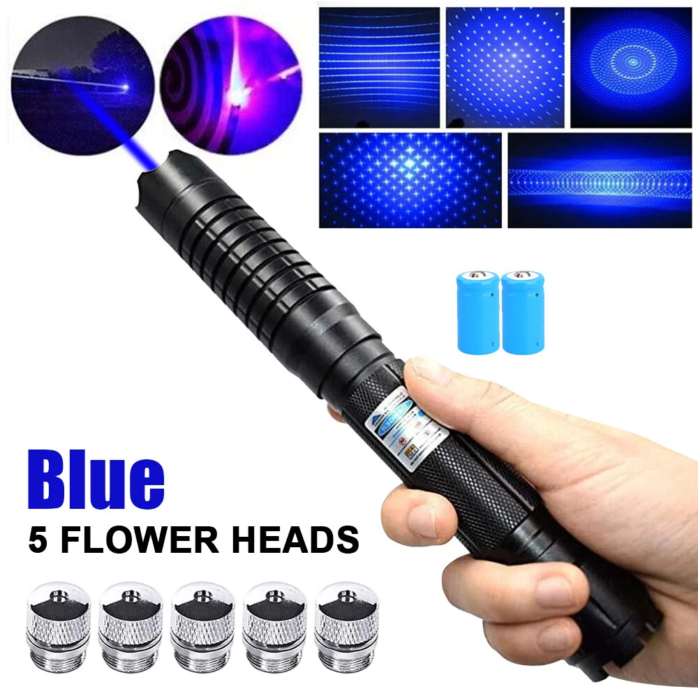 6 Watt High Power Blue Burning Laser Pointer Adjustable Visible Beam Dot  Light