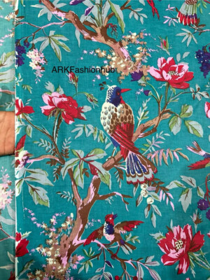10 Yard Hand Block Multi Floral Print Fabric Natural Handmade Cotton Indian Craf