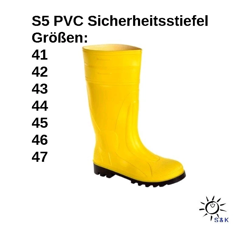 PVC-Sicherheitsstiefel S5 Gr. 41,42,43,44,45,46+47 Gummistiefel mit Stahlkappe