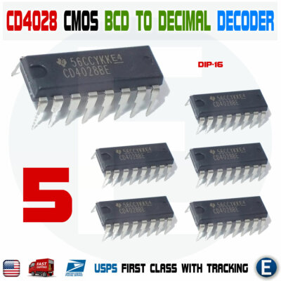 5pcs CD4028BE CD4028 CMOS BCD - Decimal Decoder DIP-16 Binary - Octal USA