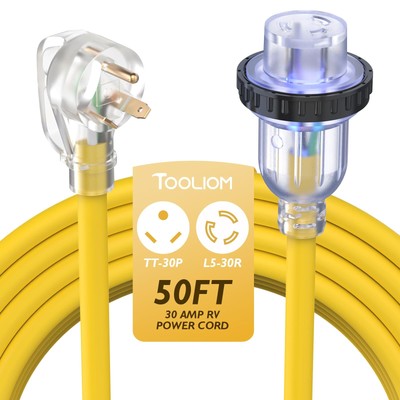 TOOLIOM 30 Amp Generator Cord, NEMA TT-30P/L5-30R Generator Extension Cord, U...
