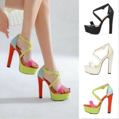 WOMENS LADIES STRAPPY ANKLE STRAP PEEP TOE HIGH HEEL PARTY SANDALS SHOES