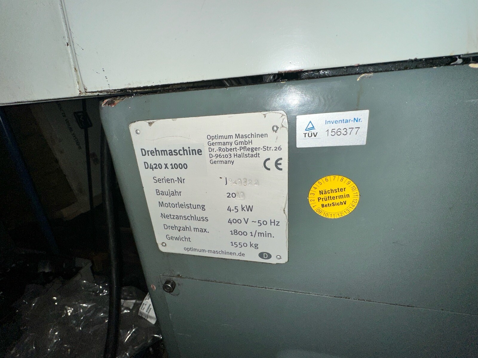Drehmaschine Optimum D420x1000 Leit-Zugspindel 420mm 1000mm 4,5kW 52mm Durchlass – Bild 7