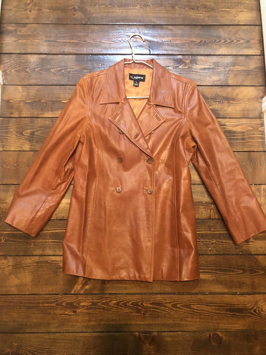 Ellen Tracy Company Designer leather jacket womens Size 12 Made In 