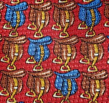 CLASSIC BURBERRYS  HORSE SADDLES  EQUESTRIAN  MENS RED BLUE SILK TIE  57"