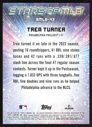 2024 Topps #SMLB-43 Trea Turner 美国职棒大联盟明星 - 第 2 张/共 2 张