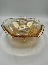Vintage Jeannette Marigold  Glass Candy Dish~Footed 6"