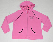VTG Hello Kitty Sweatshirt Sanrio Girls Size XL Pink Zip Rhinestone Hoodie 2007