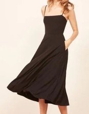 Reformation Black Ribbed Midi Dress Small