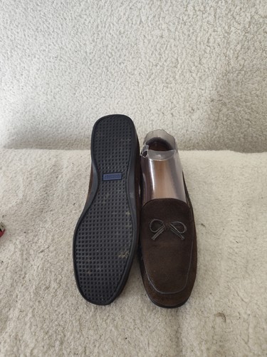 Lands' End Women Loafers 7B Brown Suede Moccasin Bow Comfort Leather Flats Shoes - Picture 9 of 19