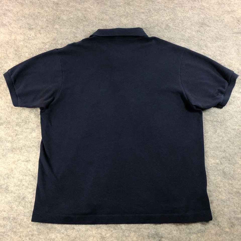 Camisa polo masculina Lacoste tamanho 7 (XL) azul marinho algodão ajuste clássico logotipo crocodilo - Imagem 3 de 4