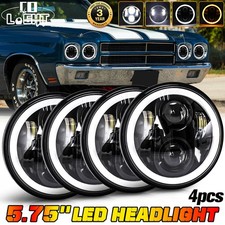 4X For Chevy Chevelle 64-70 5.75" 5-3/4" Round LED Headlight Hi/Lo Beam Halo DRL