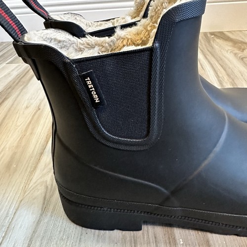 TRETORN Women's Lara Lined Faux Fur Rainboots Black US 10m Classic Outdoor Barn - Picture 8 of 9