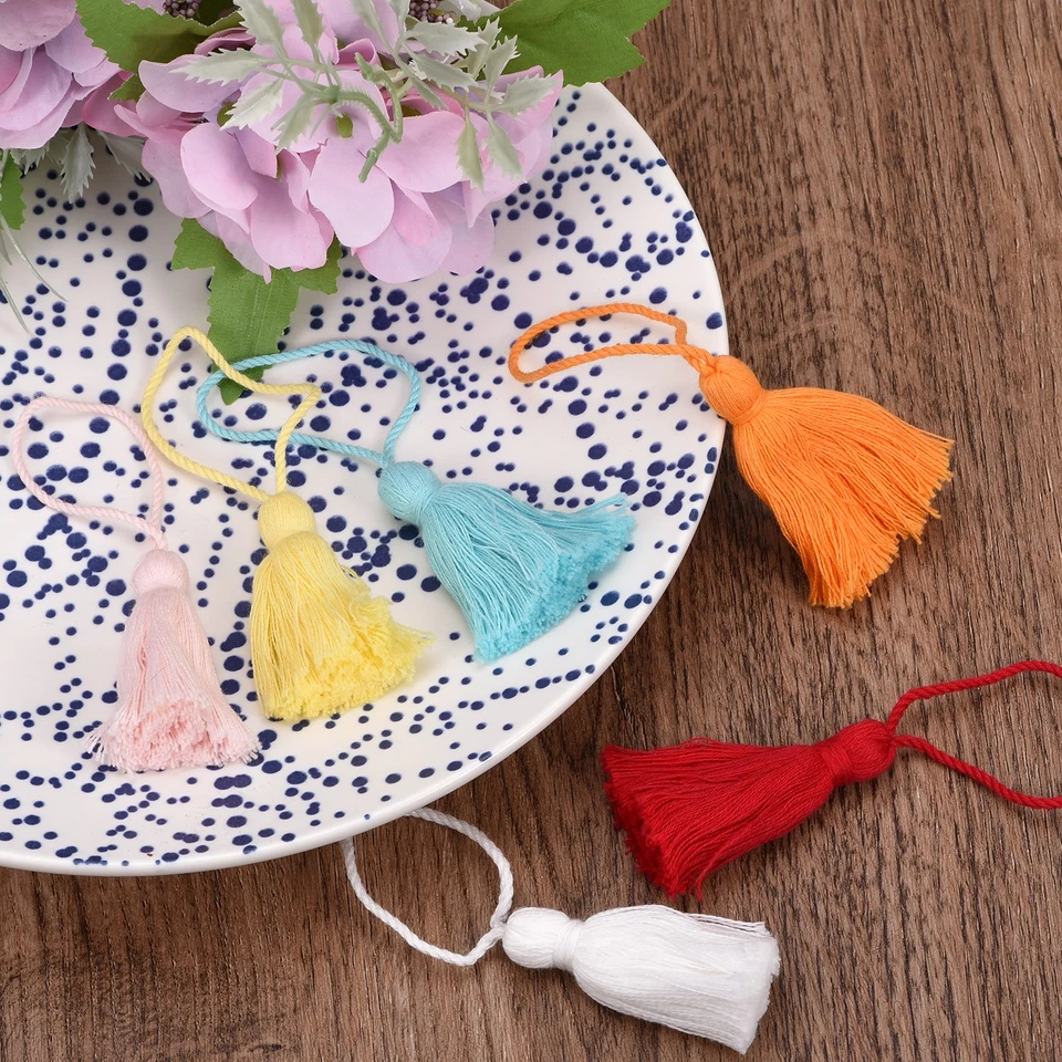 20 peças borlas marcador 4,3" laço suspenso borlas pequenas amarelo claro - Imagem 3 de 4