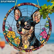 Vibrant Chihuahua Stained Glass Sun Catcher Housewarming Present Home Decor