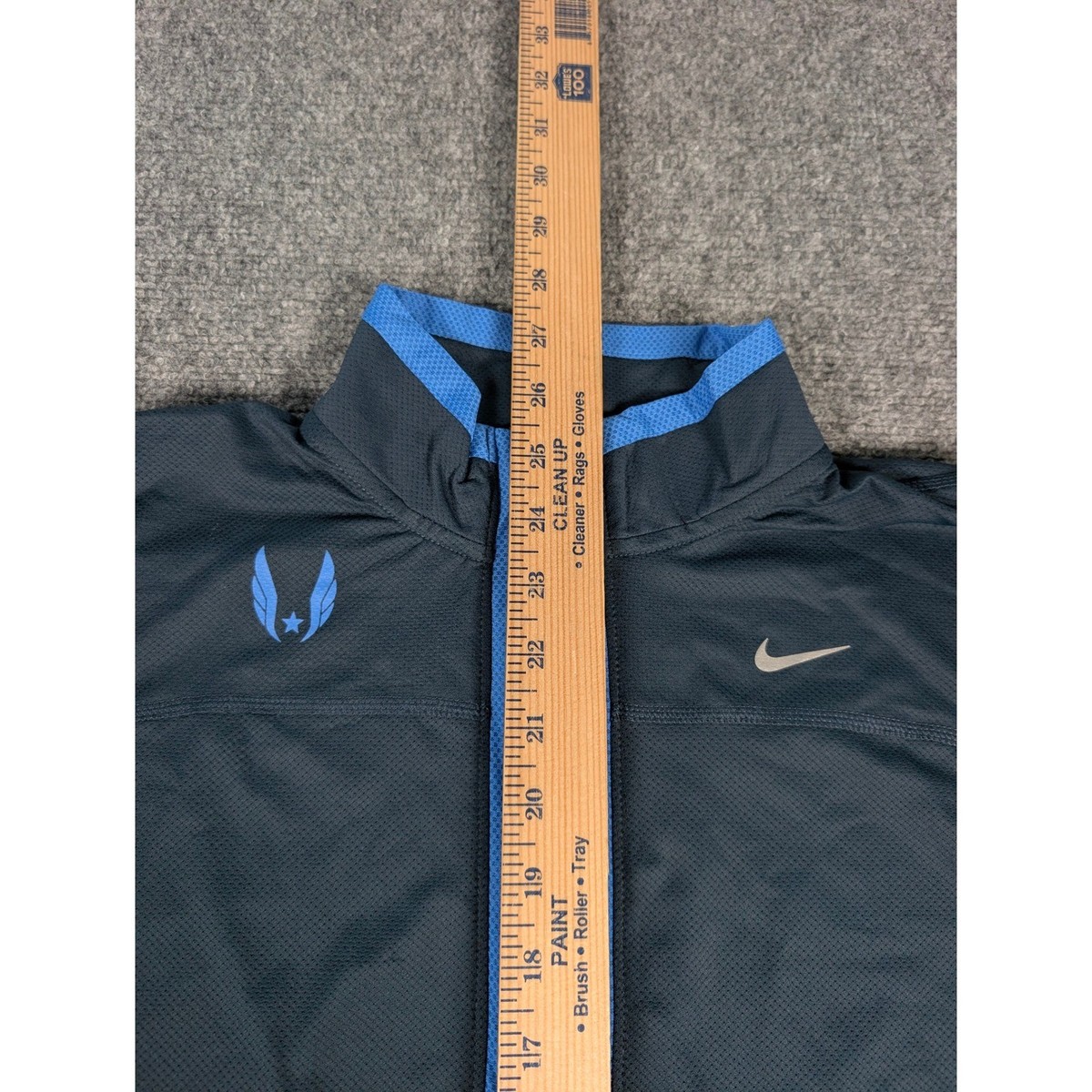 Nike Running Top Mens M Blue USATF Dri-FIT Half Zip Long Sleeve
