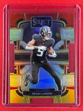 2023 Panini Select Drake London #6 Concourse Red & Yellow Prizm Die-Cut