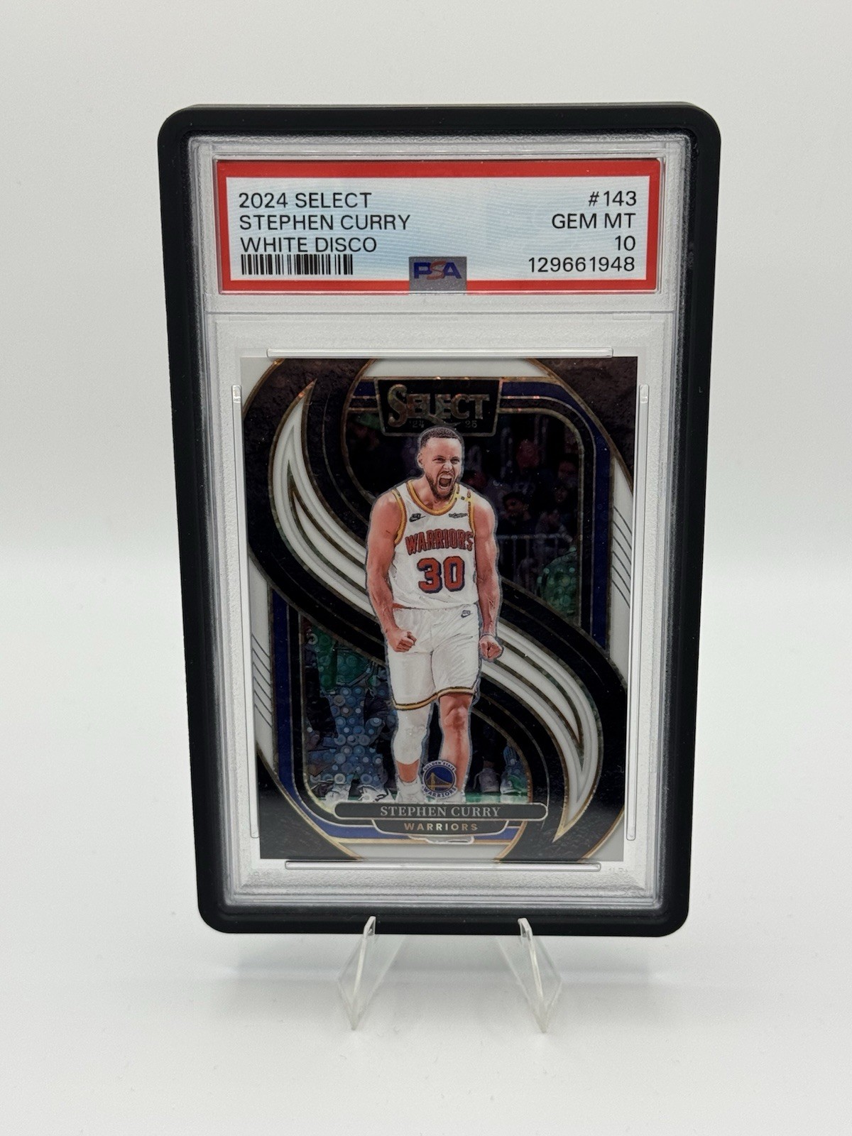 2024-25 Panini Select - Premier Level Stephen Curry #143 White Disco Prizm /75