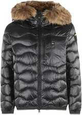 BLAUER Uomo - Piumino a onde con pelliccia mod. Wavefur - Nero