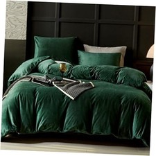 Flannel Velvet Duvet Cover Size Duvet Cover Bedding Sets, King Emerald Green