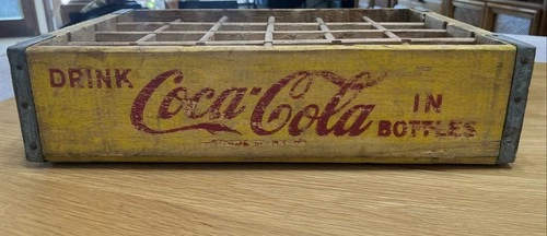 Coca-Cola Yellow Wood Crate 24 Bottle Original Vintage Good Shape