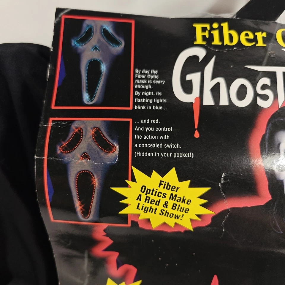 Scream Ghost Face Costume Sealed Mask & Robe Fun World 1997 Light Up Fiber Optic - Image 2 of 4