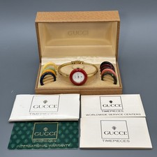 [Near MINT] GUCCI Change Bezel 1100L 10 Colors Gold Quartz Ladies Watch Working
